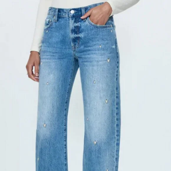 Pistola Denim Lexi Mid Rise Bowed Straight Jean - Confetti Vintage Size 29 - Picture 3 of 8